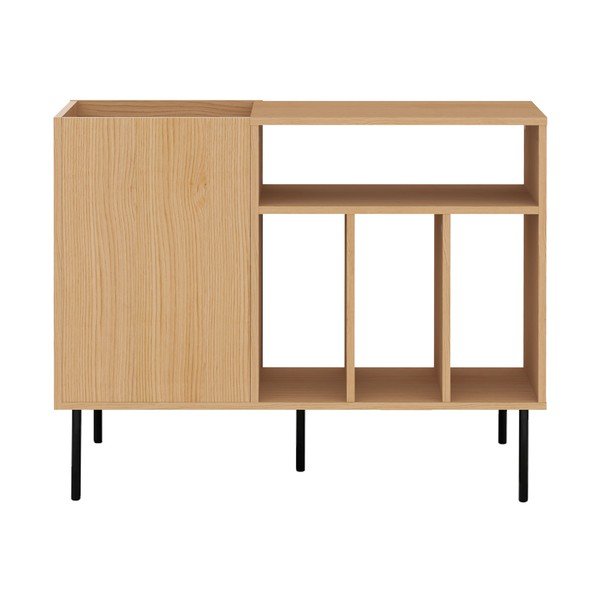 Juoda žema ąžuolinė komoda gramofono plokštelėms 100x80 cm Viny - TemaHome-image-3