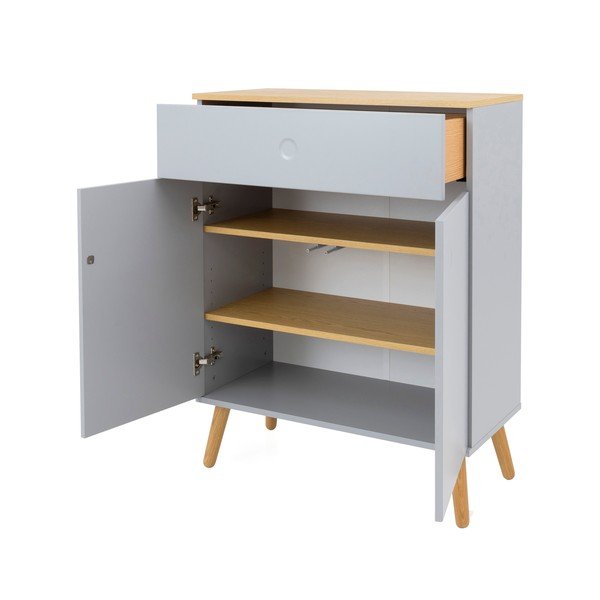 Pilka komoda su ąžuolinėmis kojomis Tenzo Dot, plotis 79 cm-image-3