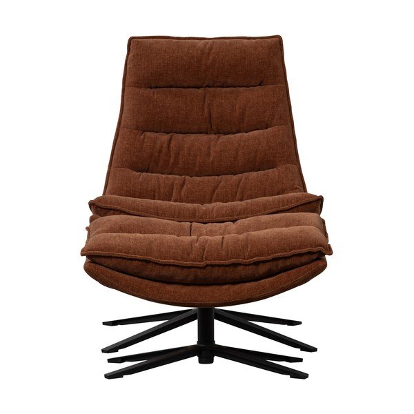 Rudos spalvos iš šenilinio audinio sukamasis fotelis su atrama kojoms Kube – WOOOD-image-3
