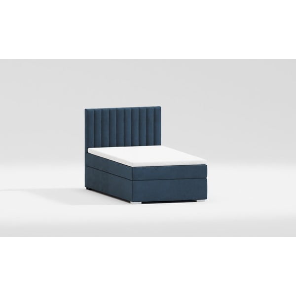 Viengulė lova tamsiai mėlynos spalvos audiniu dengta su sandėliavimo vieta su lovos grotelėmis 100x200 cm Bunny – Ropez