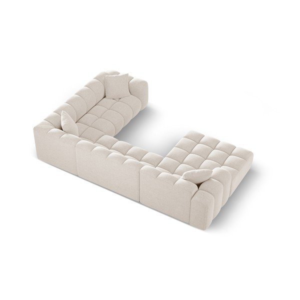 Kreminės spalvos iš šenilinio audinio kampinė sofa (su dešiniuoju kampu/„U“ formos) Treno – Cosmopolitan Design-image-3