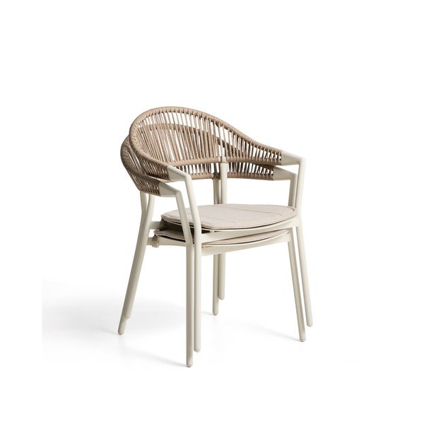 Smėlio spalvos paminkštinto audinio sodo kėdė Alimia – Kave Home-image-3