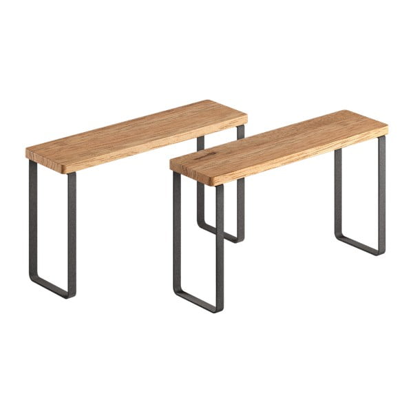 Matinės juodos spalvos/natūralios spalvos iš medienos papildomos virtuvės lentynos 2 vnt. 27x8 cm York – Metaltex