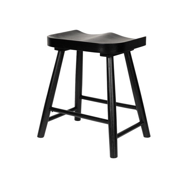 Juodos spalvos iš ąžuolo masyvo taburetė Vander – White Label-image-3