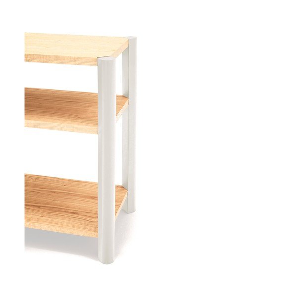 Kreminės spalvos/šviesios natūralios spalvos pastatoma lentyna iš ąžuolo 126x59x43 cm Bona – Teulat-image-4