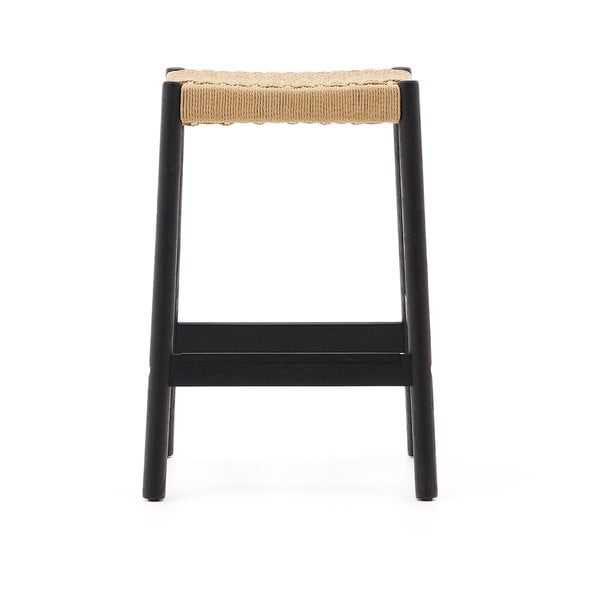 Juodos spalvos/natūralios spalvos iš ąžuolo masyvo baro kėdžių komplektas 2 vnt. (sėdynės aukštis 66 cm) Yalia – Kave Home-image-2