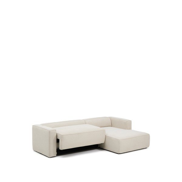 Smėlio spalvos sulankstoma kampinė sofa iš šenilinio audinio (su dešiniuoju kampu/su gultu) Marela – Kave Home-image-4