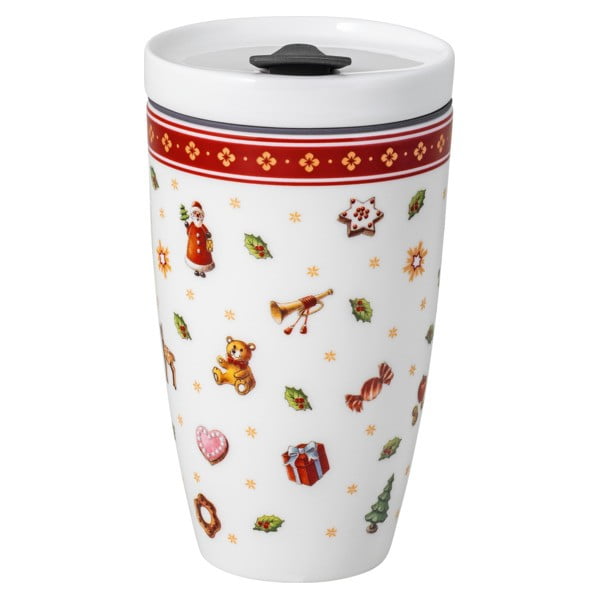 Baltas porcelianinis kelioninis puodelis su kalėdiniu motyvu Villeroy & Boch, 0,35 l