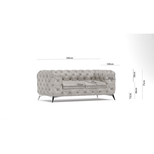 Šviesiai pilkos spalvos iš velveto sofa 185 cm Chelsea – Ropez-image-3