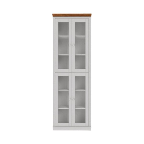 Baltos spalvos/gintarinės spalvos iš pušies masyvo vitrina 74x223x37 cm Anita – Støraa