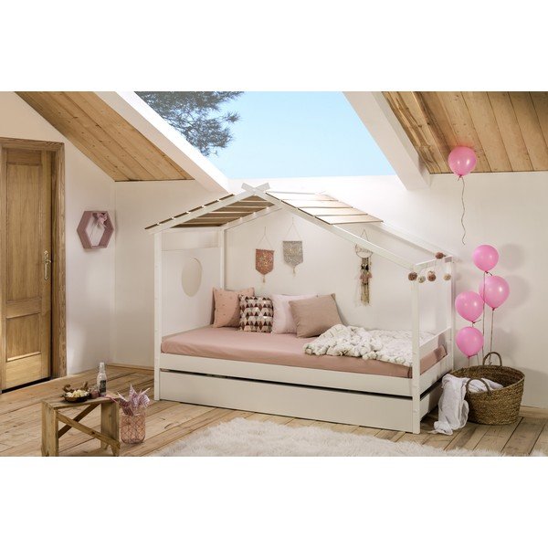 Balta vaikiška lova su ištraukiamu stalčiumi Marckeric Nayah, 90 x 190 cm-image-3