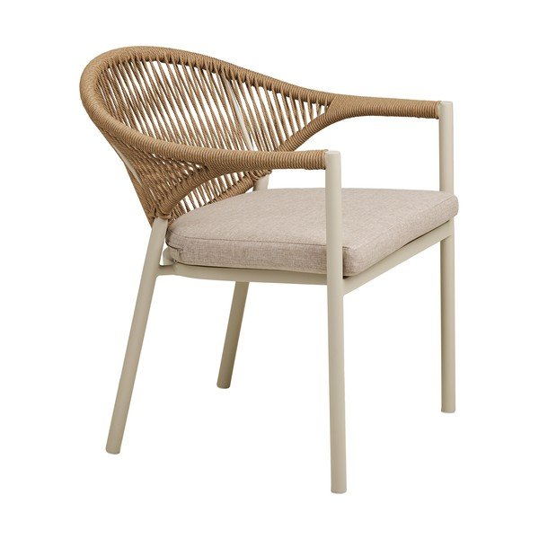 Smėlio spalvos metalinė/paminkštinto audinio sodo kėdė Abela – House Nordic-image-3