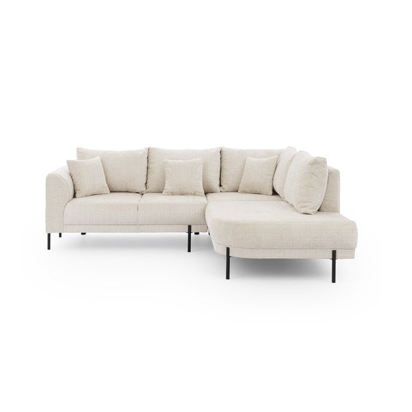 Smėlio spalvos kampinė sofa iš šenilinio audinio (su dešiniuoju kampu/„L“ formos) Mauris  – Ropez