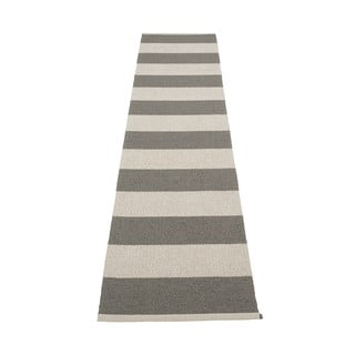 Antracito spalvos/kreminės spalvos lauko kilimas 70x300 cm Bob Charcoal Linen – Pappelina