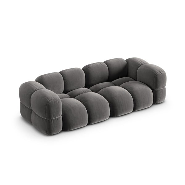 Pilkos spalvos iš velveto sofa 250 cm Loretto – Cosmopolitan Design-image-3