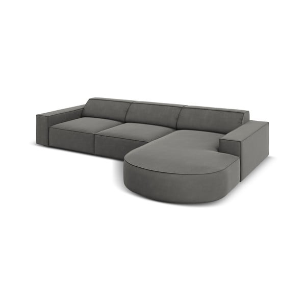 Pilka aksominė kampinė sofa (dešinysis kampas) Jodie - Micadoni Home-image-4