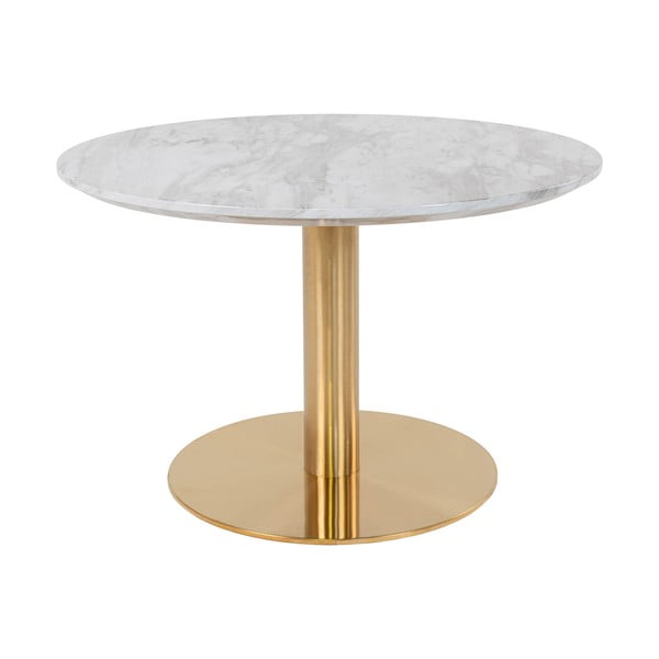 Apvalios formos kavos staliukas baltos spalvos/auksinės spalvos su marmuro dekoro stalviršiu 70x70 cm Bolzano – House Nordic