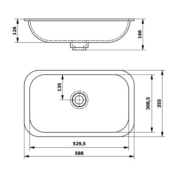Iš dirbtinio akmens praustuvas baltos spalvos 59x35,5 cm Impala – Sapho-image-4