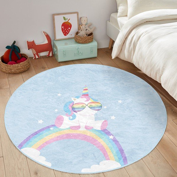 Vaikiškas kilimas šviesiai mėlynos spalvos ø 80 cm Comfort – Mila Home-image-4
