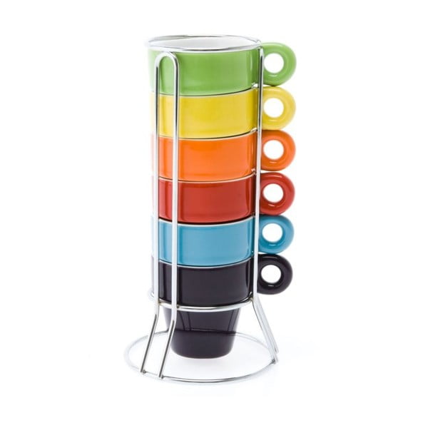 6 "Ristretto Rainbow" puodelių rinkinys su stovu
