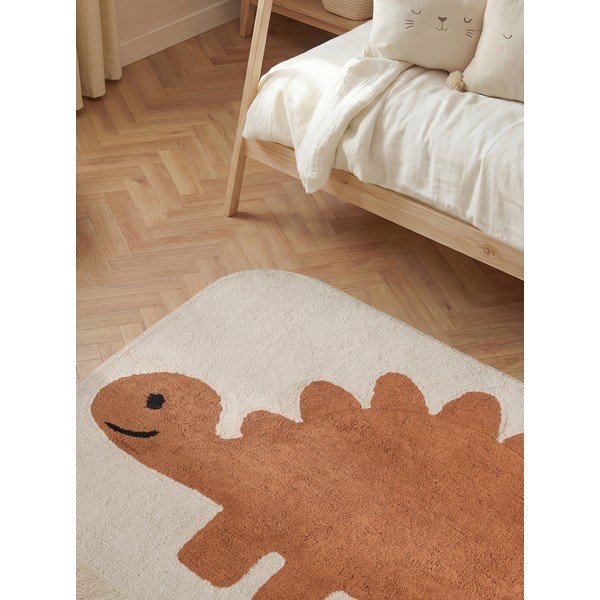 Skalbiamas/rankų darbo oranžinės spalvos/kreminės spalvos iš medvilnės vaikiškas kilimas 140x200 cm Snuggle Doro – Hanse Home-image-2