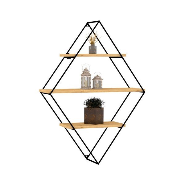 Juoda/natūrali dviaukštė lentyna Meho - Kalune Design-image-2