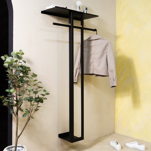 Juodos spalvos iš plieno sieninė lentyna su lentyna 70 cm Luno Large – Spinder Design-image-2