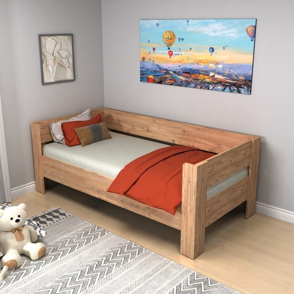 Viengulė lova natūralios spalvos 90x190 cm Malina – Kalune Design-image-3