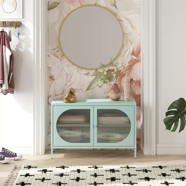 Iš metalo vitrina šviesiai mėlynos spalvos 100x64x40 cm Luna – Støraa-image-1