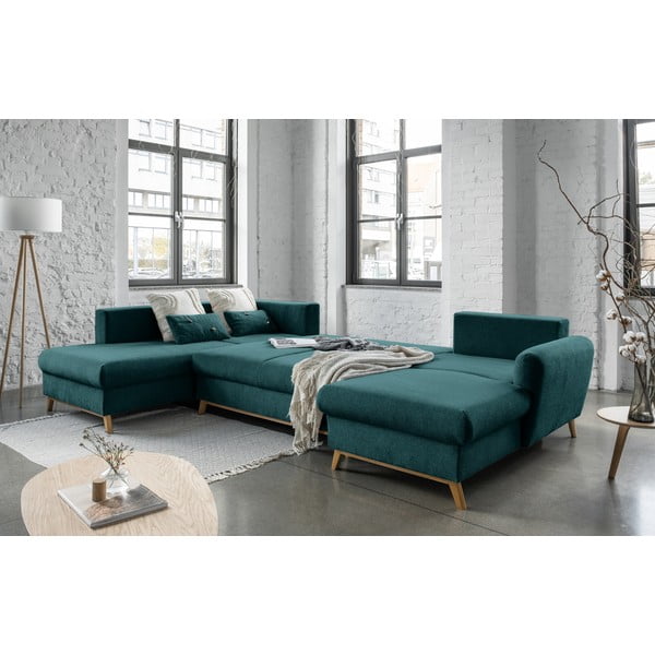 Turkio spalvos sofa-lova U formos Miuform Scandic Lagom, kairysis kampas-image-4