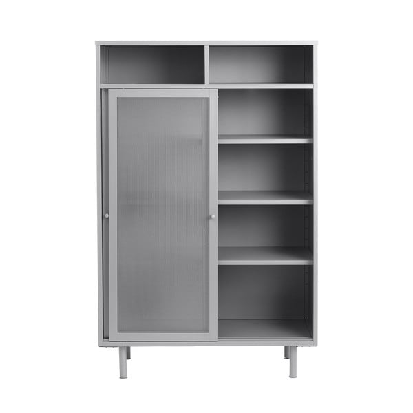 Iš metalo spintelė pilkos spalvos su stumdomomis durimis 90x140x40 cm Veep – Unique Furniture-image-2