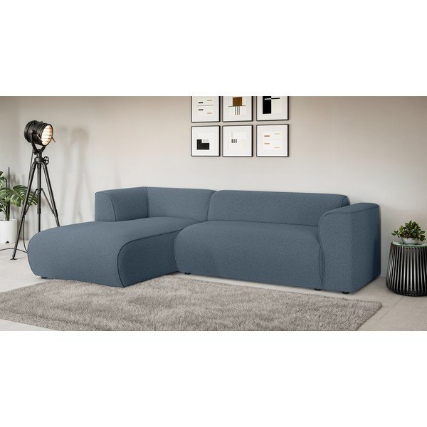 Mėlynos spalvos kampinė sofa (su kairiuoju kampu/su gultu) Merid  – Ropez-image-1