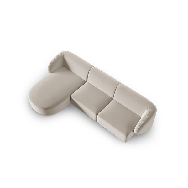 Smėlio spalvos iš velveto kampinė sofa (su kairiuoju kampu/su gultu) Paolo – Milo Casa-image-2