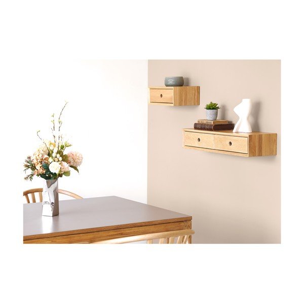 Šviesios natūralios spalvos iš ąžuolo masyvo sieninė lentyna 40 cm Luzern – House Nordic-image-1