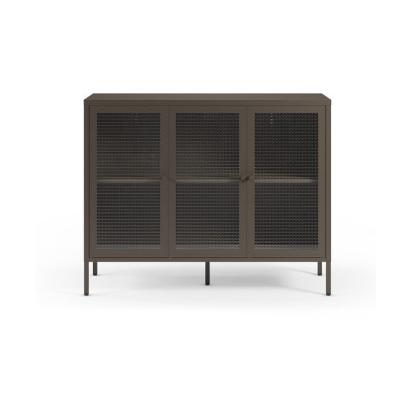 Pilkos spalvos iš metalo vitrina 121x90x40 cm Layna – Marckeric