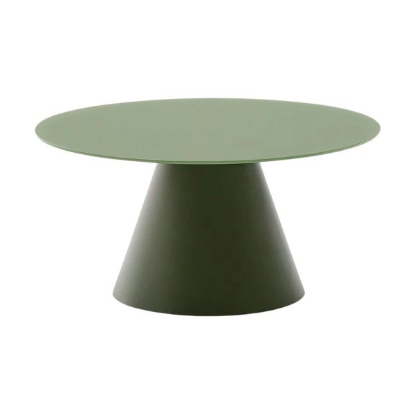 Žalios spalvos apvalios formos kavos staliukas su stikliniu stalviršiu ø 80 cm Wilshire – Kave Home