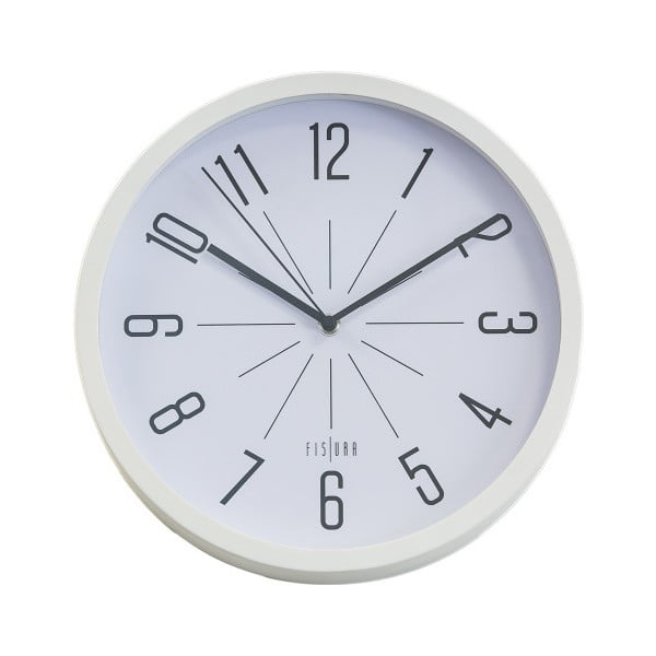 Baltas sieninis laikrodis "Fisura Neo Dial", ⌀ 30 cm