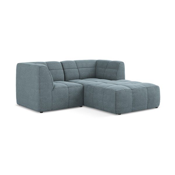 Mėlynos spalvos kampinė sofa iš boucle (su dešiniuoju kampu/su gultu) Aloha – Makamii-image-2