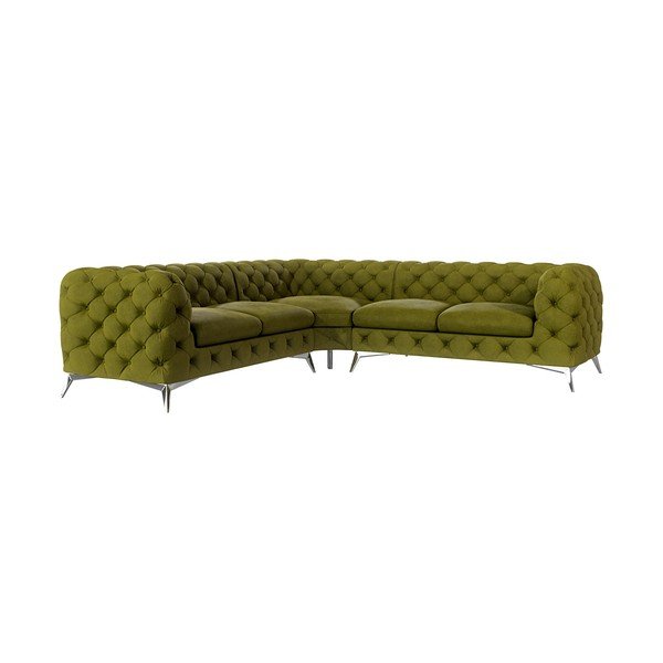 Žalios spalvos iš velveto kampinė sofa Chelsea – Ropez