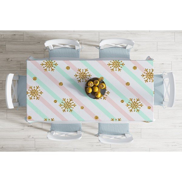 Kalėdinė staltiesė Minimalist Cushion Covers Gold Snowflakes, 140 x 180 cm -image-1