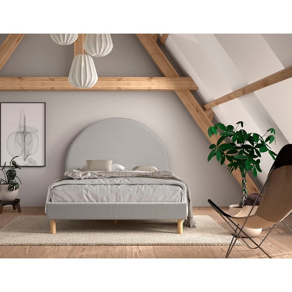 Viengulė lova pilkos spalvos audiniu dengta su lovos grotelėmis 140x200 cm MOON – Vipack-image-1