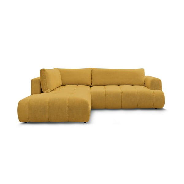 Garstyčių spalvos sulankstoma/su sandėliavimo vieta kampinė sofa (su kairiuoju kampu/„L“ formos) Fuji – Bobochic Paris