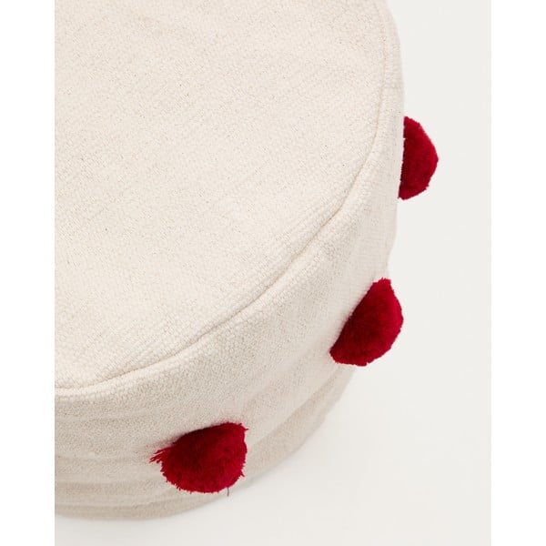 Raudonos spalvos/smėlio spalvos pufas Manua – Kave Home-image-1