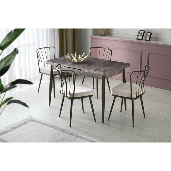 Valgomojo kėdės iš metalo pilkos spalvos 2 vnt. Yildiz – Kalune Design-image-1