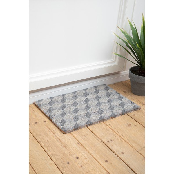 Kilimėlis iš kokoso pluošto 40x60 cm Grey Cube – Premier Housewares-image-1