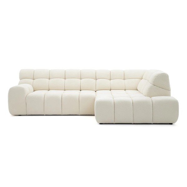 Baltos spalvos sulankstoma/ar elektrisko sēdekļa regulēšanu kampinė sofa (su dešiniuoju kampu/„L“ formos) Andre – Bobochic Paris