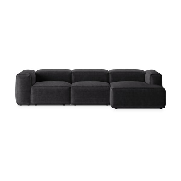 Tamsiai pilkos spalvos iš kordinio velveto kampinė sofa (su dešiniuoju kampu/su gultu) Bergamo – Cosmopolitan Design