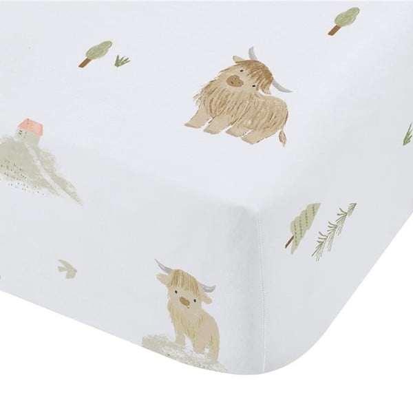 Baltos spalvos iš medvilnės viengulė vaikų patalynė su guma 90x190 cm Mini Moo Cow – Bianca