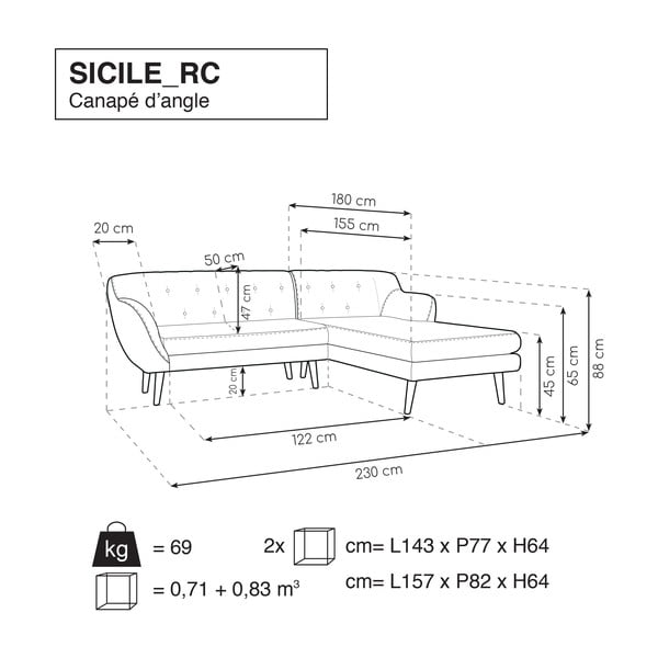 Juoda sofa su gultais dešinėje pusėje Mazzini Sofos Sicile-image-4