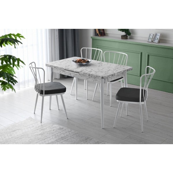 Valgomojo kėdės iš metalo baltos spalvos/juodos spalvos 2 vnt. Yildiz – Kalune Design-image-1